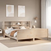 vidaXL Cama com estante sem colchão 200x200 cm pinho maciço