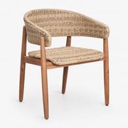 Cadeira De Jardim Com Apoios De Braços Em Madeira De Acácia E Rattan Sintético Ribeira Castanho Acácia - Sklum
