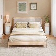 Conjunto de 2 mesas de cabeceira estreitas com gavetas 30 x 25 x 65 cm bege natural e branco nuvem