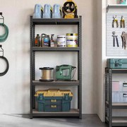 Estante arrumação garagens, arrumos 40 x 80 x 160 cm com 4 prateleiras reguláveis Preto-greige