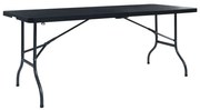vidaXL Mesa de jardim dobrável 180x75x72 cm PEAD imitação vime preto