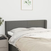 vidaXL Cabeceira de cama c/ abas tecido 147x16x78/88cm cinzento-escuro