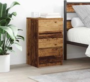 vidaXL Mesas de cabeceira 3 gavetas 2 pcs 39x35x65cm madeira velha