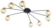 Candeeiro de teto moderno preto com dourado 8 luzes - Athens Wire