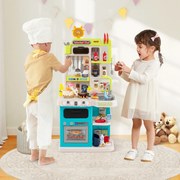 Cozinha Brincar para crianças com luzes, sons, fogão a vapor realista, lava-louças e 95 acessórios. Brinquedo educativo para crianças a partir dos 3 a