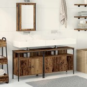 vidaXL Gabinete de Lavabo com Lavabo Embutido Madeira Antiga Em Madeira de Engenharia