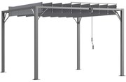 Outsunny Pérgola 3x3 m para Jardim com Desenho de Lâminas Superiores Giratórias até 135° Proteção UV 50+ para Pátio Terraço Cinza