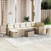 vidaXL 8 pcs conjunto de sofás p/ jardim com almofadões vime PE bege