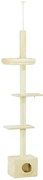 Pawhut Arranhador para Gatos do Solo ao Teto Altura Ajustável 440x31x240-270 cm 4 Níveis de Atividades com Casinhaa | Aosom Portugal
