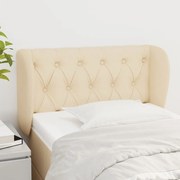 vidaXL Cabeceira de cama c/ abas tecido 83x23x78/88 cm creme