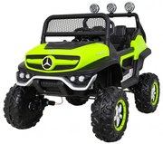 Carro elétrico para Crianças 2 lugares Mercedes BENZ UNIMOG 12V 4x4, Rodas Espuma EVA,Assento de couro Verde