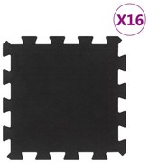 vidaXL Ladrilhos de borracha 16 pcs 16 mm 30x30 cm preto