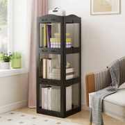 Estante com base giratória giratória 360° com 3 níveis em Plástico dobrável 36,5 x 36 x 108 cm com prateleiras Preta