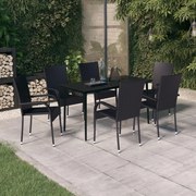 7 pcs conjunto de jantar para jardim preto