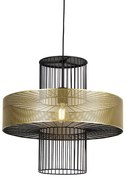 Candeeiro de suspensão design dourado com preto 50 cm - Tess Design