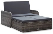 2 pcs conjunto lounge de jardim c/ almofadões vime PE cinzento