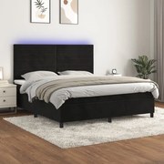vidaXL Cama box spring c/ colchão/LED 160x200 cm veludo preto