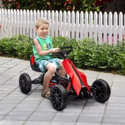 Kart a Pedais para Crianças com Assento Ajustável em 4 Posições, Travão de Mão e Rodas de EVA 100x58x58,5 cm Vermelho