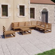 vidaXL 8 pcs conjunto lounge de jardim pinho sólido castanho mel