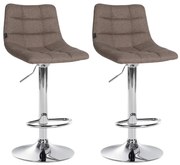 Conjunto de 2 bancos altos Jerry em tecido com estrutura cromada 87-108,5 x 43 x 46,5 cm Castanho acinzentado
