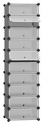 Rack de sapatos intertravado SONGMICS, organizador de armazenamento retangular, unidade de prateleira de armazenamento modular DIY de 10 slots, 40 x 30 x 17 cm para cada slot, guarda-roupa de plástico com portas, cinza LPC010G01