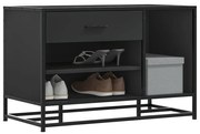vidaXL Banco para calçado 80x40x53,5 cm madeira e metal preto