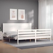 Estrutura cama Super King Size c/ cabeceira madeira branco