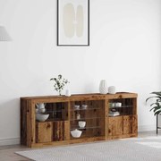 vidaXL Aparador com Luzes LED Madeira Velha 181,5x37x67 cm Madeira Processada
