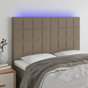 Cabeceira cama c/ LED tecido 144x5x118/128 cm cinza-acastanhado