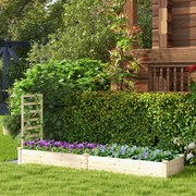 Floreira elevada jardim com 2 plantadores e treliça Kit de plantador de madeira para pátio exterior e varanda 235 x 63 x 102 cm Natural