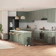 vidaXL Portão p/ cães com porta dobrável 9 painéis 450 cm álamo preto