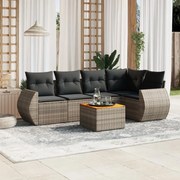 vidaXL 6 pcs conjunto sofás de jardim com almofadões vime cinzento