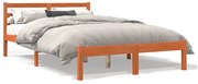 Estrutura de cama 150x200 cm madeira pinho maciça castanho cera