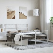 Estrutura de cama com cabeceira e pés 150x200 cm metal branco