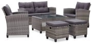 vidaXL 6 pcs conjunto sofás jardim c/ almofadões vime cinzento-escuro