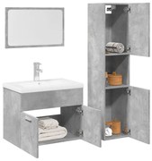 vidaXL 4 pcs conj. móveis casa banho derivados madeira cinza cimento