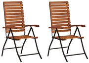 vidaXL Cadeiras de jardim reclináveis 2 pcs madeira de acácia maciça