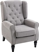HOMCOM Poltrona de Sala de Estar Poltrona Moderna com Apoio para a Cabeça e Pés de Madeira Poltrona Individual 74x86x102 cm Cinza | Aosom Portugal