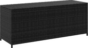 vidaXL Caixa de arrumação para jardim 150x50x60 cm vime PE preto