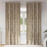 vidaXL Cortinas de Veludo 2 peças com Ilhós Champagne 225x140 cm