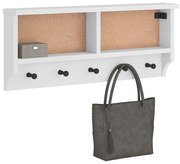 vidaXL Cabide de parede Branco 87x12x35 cm Pinho de madeira maciça