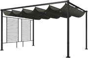 Outsunny Pérgola de Jardim 4x3 m com Teto Retrátil e 2 Painéis de Privacidade UPF50+ Pérgola para Exterior Cinzento | Aosom Portugal