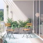 vidaXL Cadeiras de jardim dobráveis 2 pcs aço e madeira acácia maciça