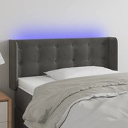 Cabeceira cama c/ luzes LED veludo 83x16x78/88cm cinza-escuro