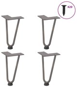 vidaXL Pernas de grampo para mesa de centro 4 peças Aço natural 20 cm Aço maciço