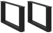 vidaXL Pés para mesa de centro em formato de U, 2 peças, preto, 70x(30-31) cm, aço