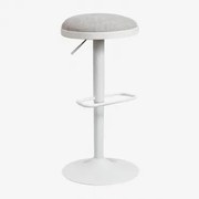 Banqueta Alta Ajustável Igarasi Em Metal E Tecido Branco - Cinza Claro - Sklum