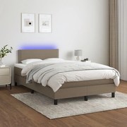 Cama box spring colchão/LED 120x200cm tecido cinza-acastanhado