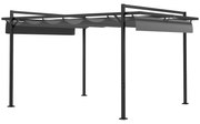 Outsunny Pérgola 3x4 Pérgola de Jardim com Teto Retrátil de Poliéster e 12 Orifícios de Drenagem Cinza
