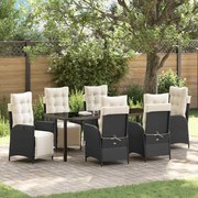 vidaXL Conjunto de Jantar de Jardim com 7 Peças, em Rattan Sintético Preto